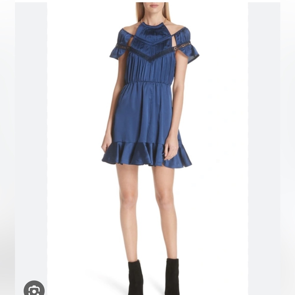 NWT authentic self portrait arrow trim satin minidress in navy 10